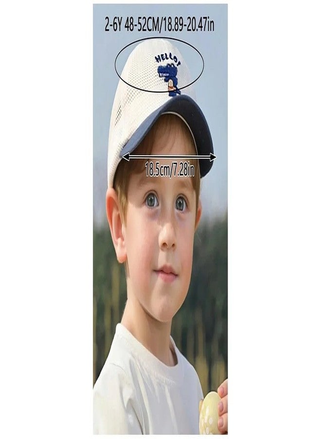 EvoNest Cotton Kids Cap - Hello Text Detailed Sunshade Hat for 3-5 Years (White & Blue) - Image 2