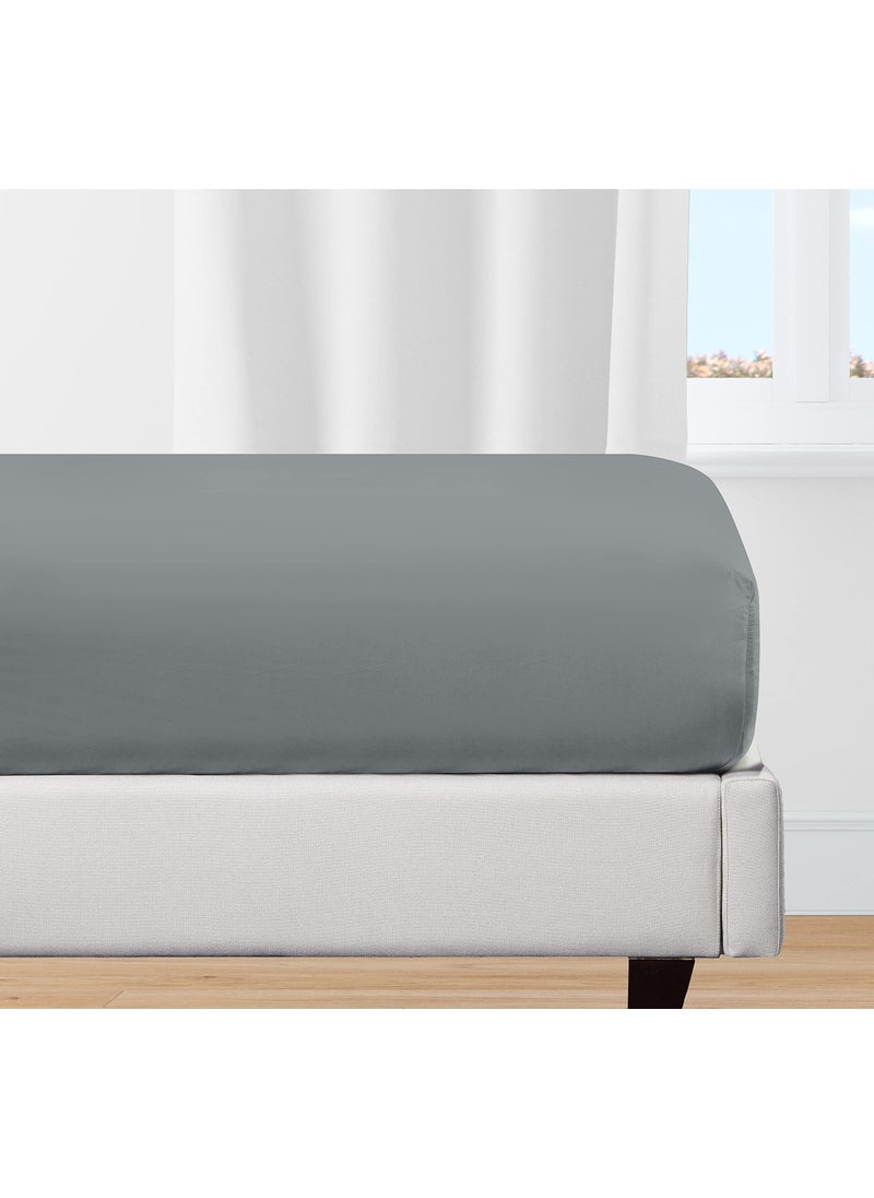 California Design De 100% Organic Cotton King Fitted Sheet  Cooling Percale Weave  Lightweight  Snug-Fit  Crisp  King Deep Pocket Fitted Sheet  All-Around Elastic (Dark Gray) 