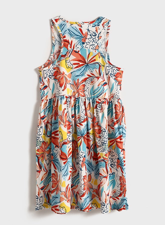 LC WAIKIKI Girls' Crew Neck Patterned Cotton Summer  Dress  - Image 2