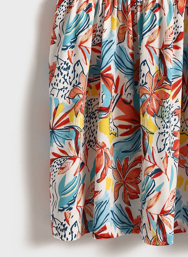 LC WAIKIKI Girls' Crew Neck Patterned Cotton Summer  Dress  - Image 3