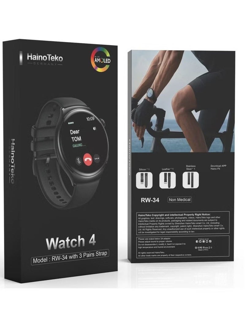 Haino Teko RW-34 AMOLED Display Smart Watch for Men & Boys – 3 Interchangeable Straps, Fitness & Health Tracking, Sleek & Stylish Design for Everyday Use - Image 5