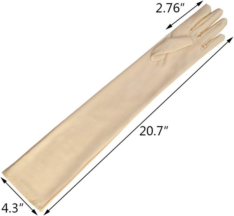 Wobe قفازات ساتان طويلة لحفلة الأوبرا بطول 20 بوصة مرنة بحجم الكبار بطول الكوع للزفاف - Image 2