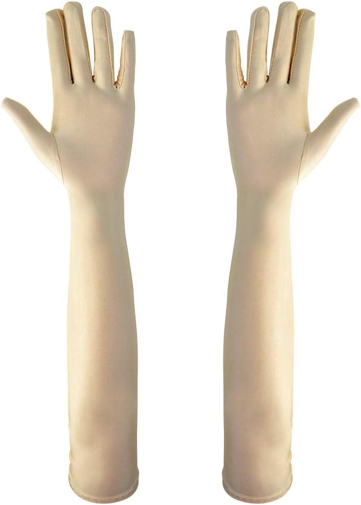 Wobe قفازات ساتان طويلة لحفلة الأوبرا بطول 20 بوصة مرنة بحجم الكبار بطول الكوع للزفاف - Image 5