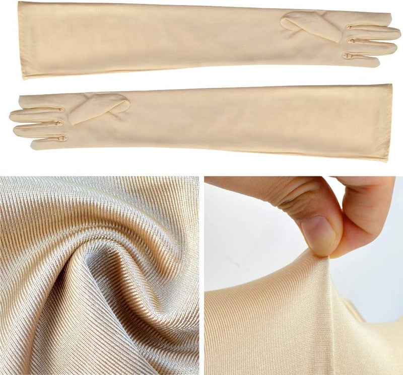 Wobe قفازات ساتان طويلة لحفلة الأوبرا بطول 20 بوصة مرنة بحجم الكبار بطول الكوع للزفاف - Image 3