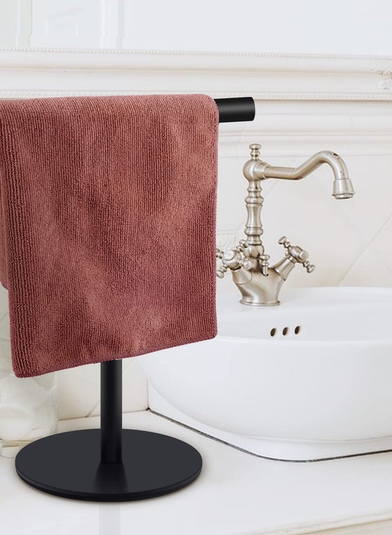 Elegant Minimalist T-Shape Hand Towel Holder - Stylish Free Standing Rack for Bathroom & Kitchen Countertops in Matte Black Stainless Steel - Image 5