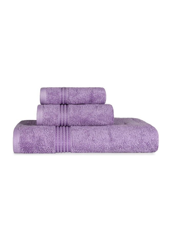 Superior Egyptian Cotton 3-Piece Towel Set, Basic Towels For Bathroom, Home Decor, Guest Bath, Shower, Apartment, Included 1 Face, 1 Hand, 1 Bath Towel, Washcloth, Quick Dry, Royal Purple - Image 1