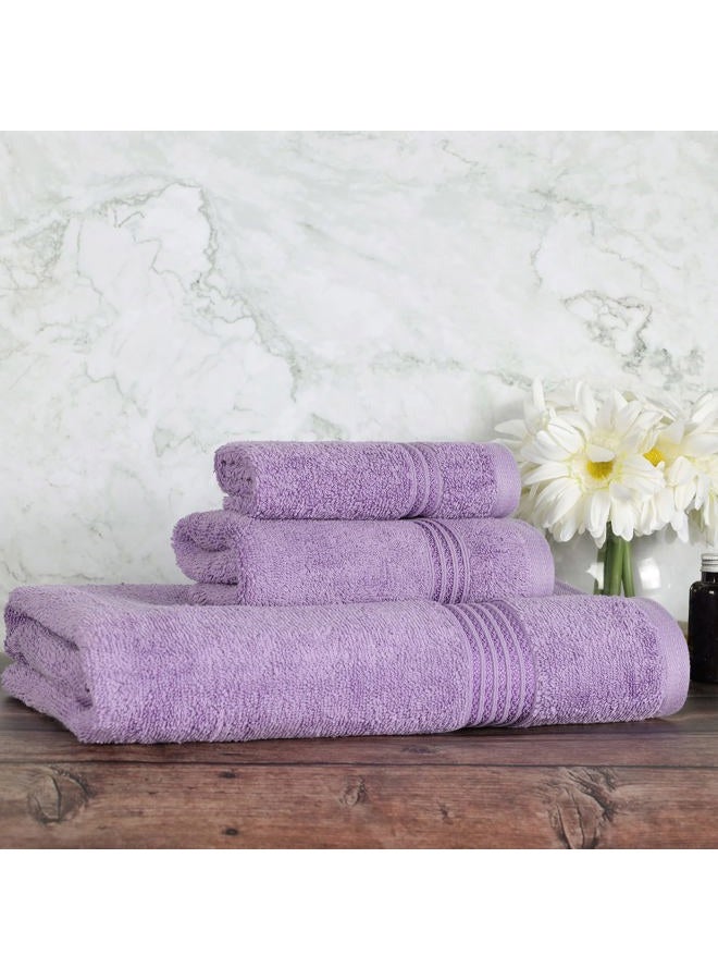 Superior Egyptian Cotton 3-Piece Towel Set, Basic Towels For Bathroom, Home Decor, Guest Bath, Shower, Apartment, Included 1 Face, 1 Hand, 1 Bath Towel, Washcloth, Quick Dry, Royal Purple - Image 2