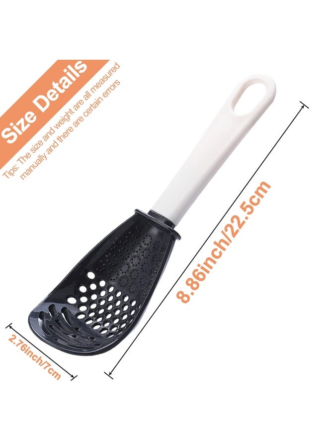 2PCS Multifunctional Kitchen Cooking Skimmer Scoop Strainer, Non-Stick Small Slotted Spatula Utensils for Draining Mashing Grating & Food Filtering, Black Red Kitchen Gadgets - Image 2