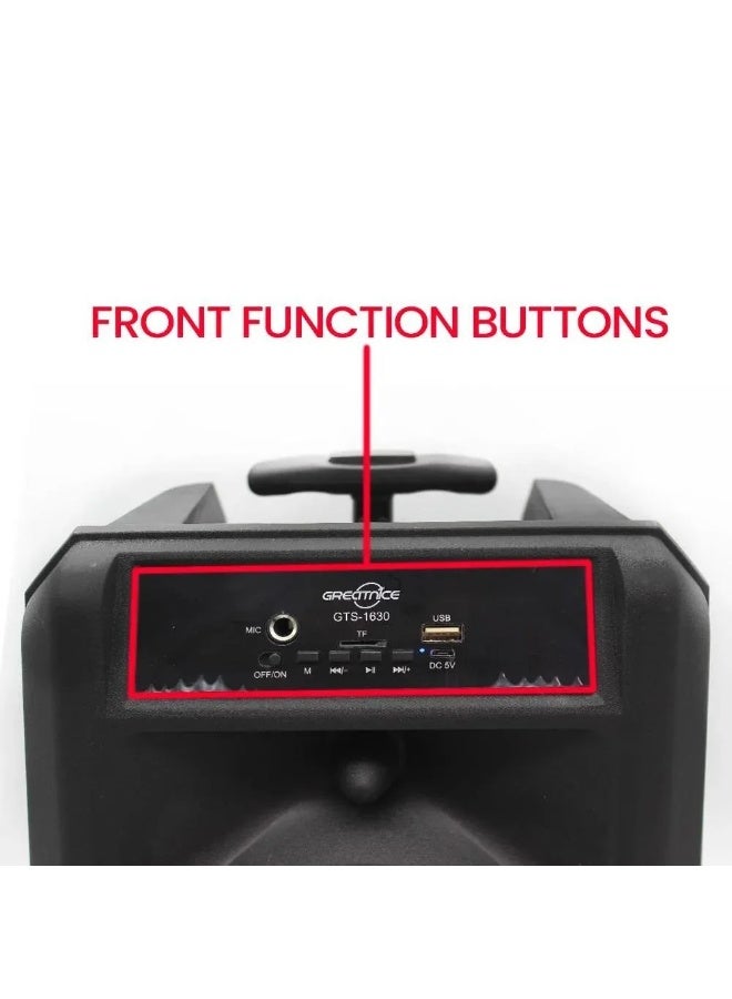 قريت نايس مكبر صوت بلوتوث لاسلكي، صوت ستيريو، راديو FM، ذاكرة TF، مدخل USB، مدخل ميكروفون قابل لإعادة الشحن - Image 5