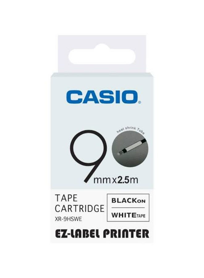 Casio tape cartridge black on white tube heat shrink tube XR-9HSWE - Image 1