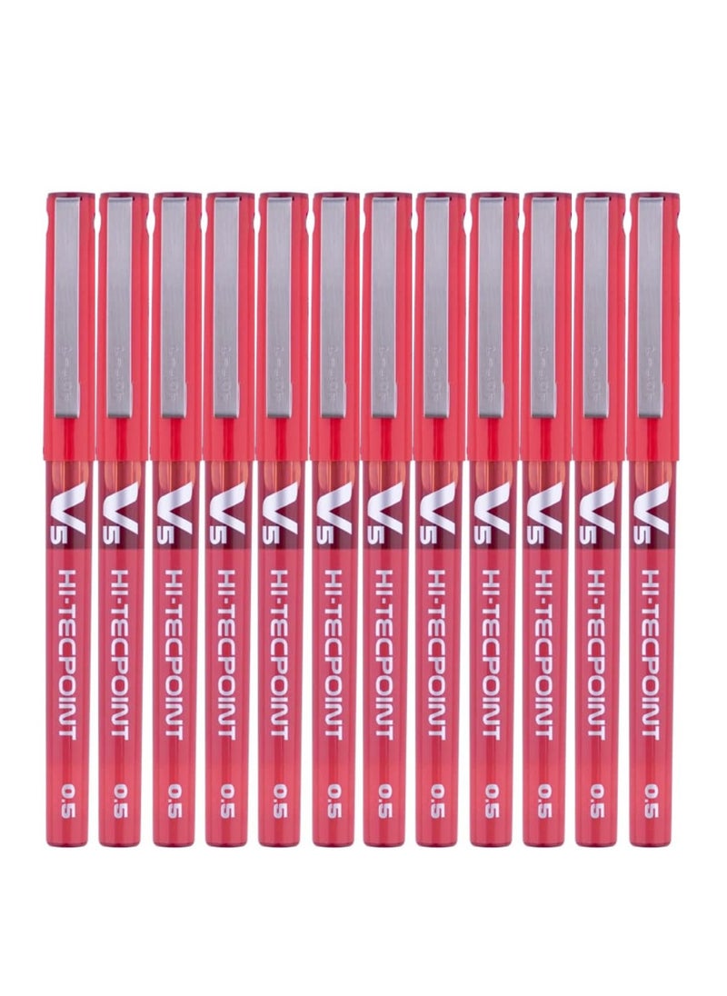 PILOT 12-Piece Hi-tecpoint V5 Fine Rollerball Pen Red Ink  - Image 1