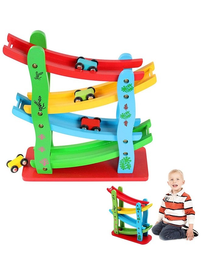 RollsTimi  4 Layers Children Wooden Sliding Motor Racing Track Toy Car Game Ramp Racers With Cars - Image 2