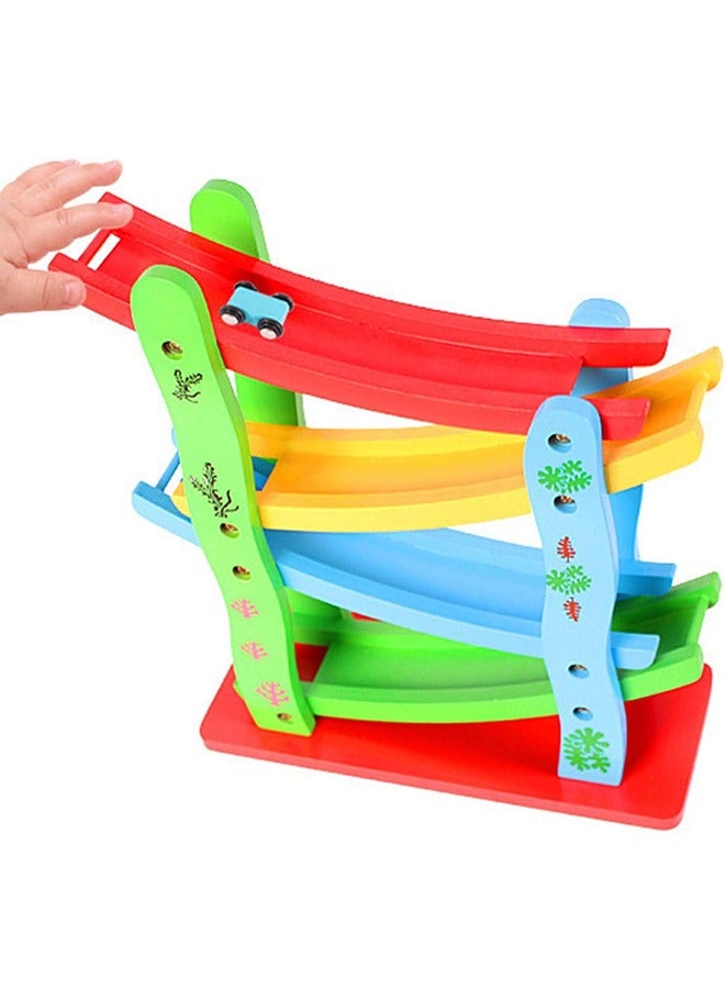 RollsTimi  4 Layers Children Wooden Sliding Motor Racing Track Toy Car Game Ramp Racers With Cars - Image 4