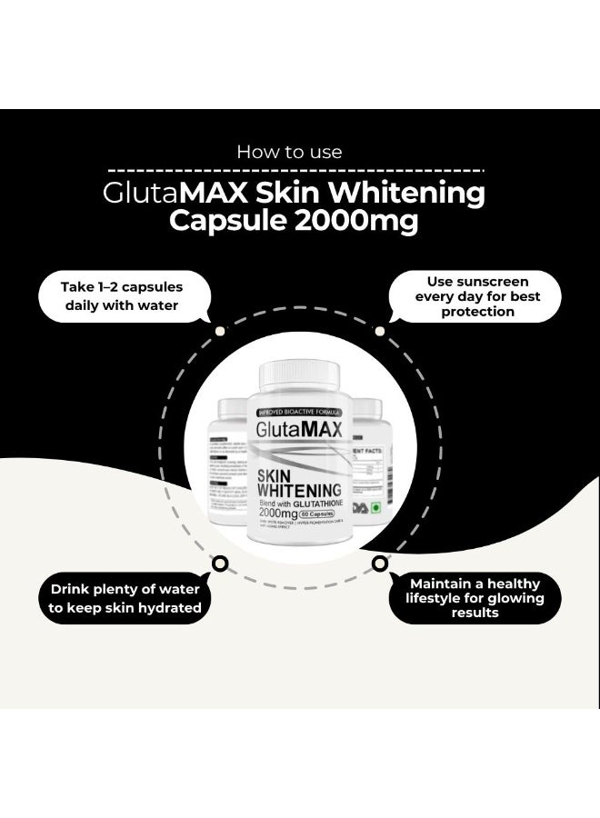Glutamax Whitening Capsules – Glutathione 2000mg Skin Lightening 60 Caps - Image 3