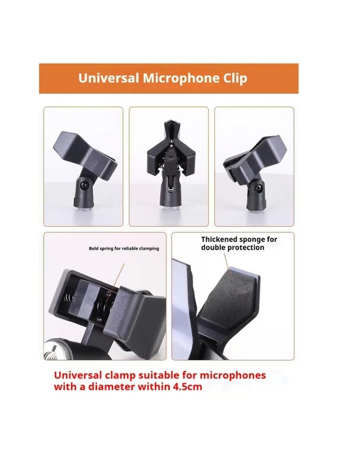 حامل ميكروفون قابل للتعديل مع حامل ثلاثي القوائم و 3 مشابك، ارتفاع 62.99 بوصة، مع حقيبة تخزين - Image 5