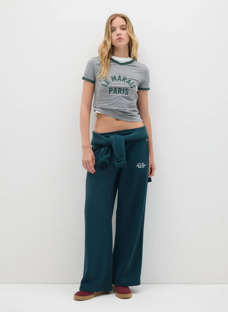 او في اس GREY STRETCH COTTON REGULAR FIT T-SHIRT