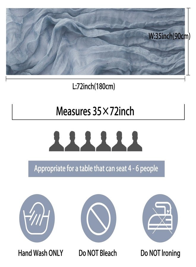 Fivenl 12 Pack Boho Gauze Table Runner 35x72 Inch - Rustic Cheese Cloth Long Table Runner for Wedding, Bridal Shower, Birthday Party Decor (Dusty Blue) - Image 2