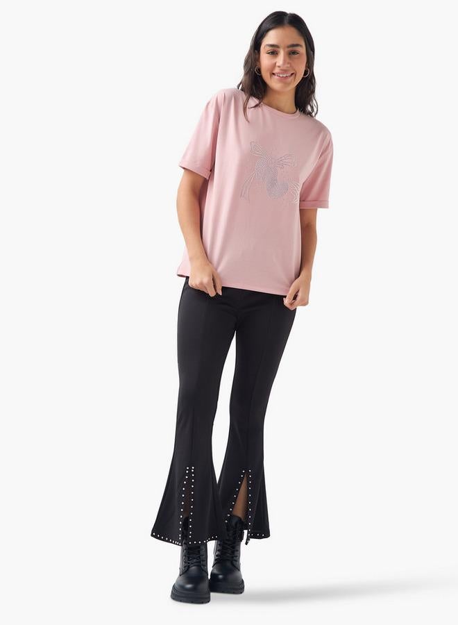 2Xtremz Butterfly Embellished T-shirt with Short Sleeves - Image 2