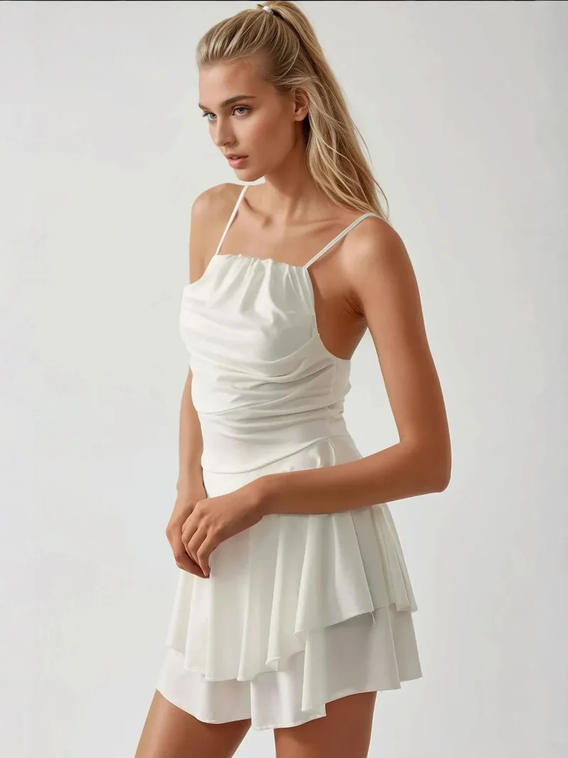 زوبعة فستان قصير بتصميم هالتر