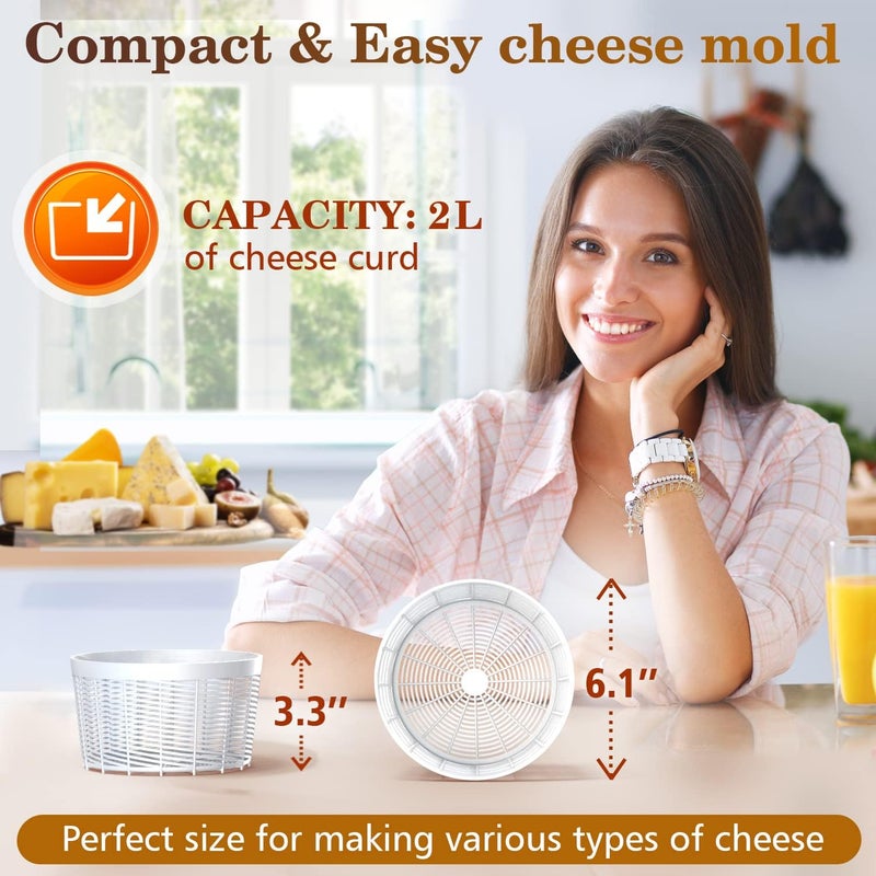 Grand Way Cheese Making Semi Soft and Soft Cheese Mold for 0,5 GAL - Homemade Cheese Making Supplies - Molde Para Queso - Cheese Form - Cheese Basket Container Molds - Image 3