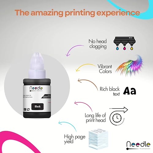 needle ; Pin point precision Needle 135gms GI790 Compatible Refill Ink | Made in India | for Canon Pixma G1000 G1010 G2000 G2010 G3000 G3010 G4000 G4010 G4085 - Printers (Black) - Image 3