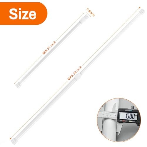 kimwason 6Pcs Spring Tension Curtain Rod2138 Inches Adjustable Expandable Pressure White Curtain Tension Rods For Kitchen Bathroom Window Home - Image 3