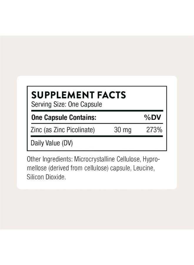 Thorne Zinc Picolinate 30 mg - 60 Capsules Dietary Supplement - Image 2