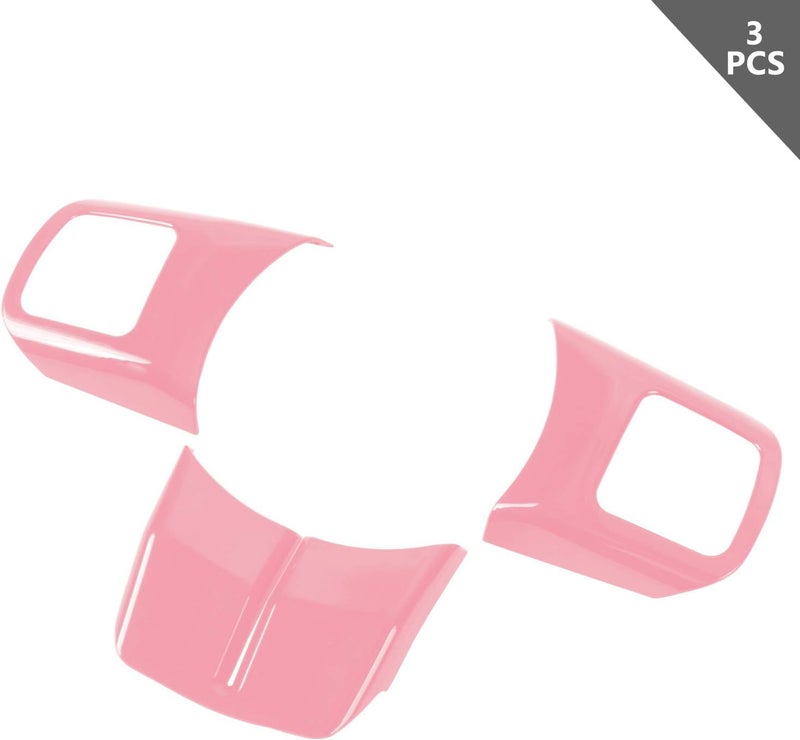 JeCar Interior Steering Wheel Decoration Trim Kits for 2011-2018 Jeep Wrangler JK/2011-2013 Grand Cherokee/2011-2016 Jeep Compass & Patriot, Pink - Image 2