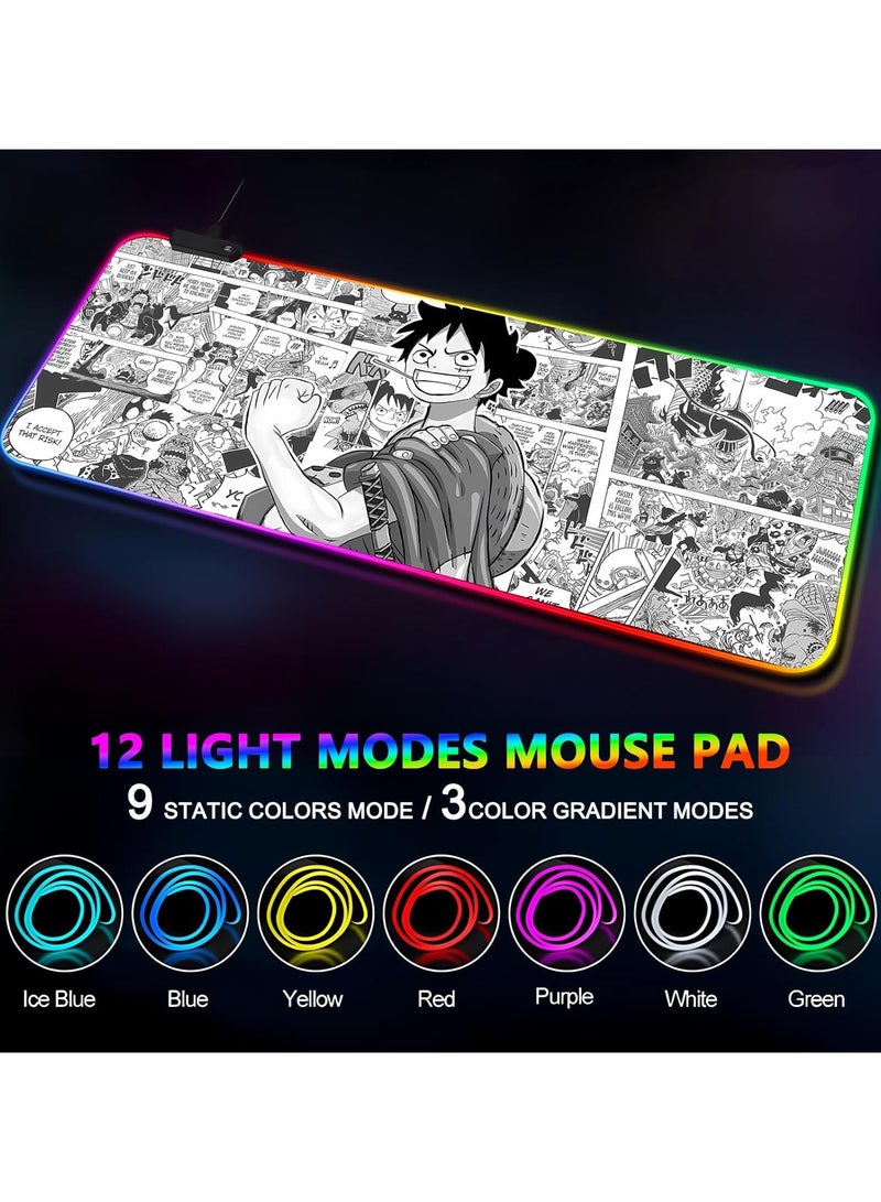 General Anime LED with 12 Light Mouse Pad Rubber Anti Slip Waterproof 31.5 x 11.8 inches  - Image 2