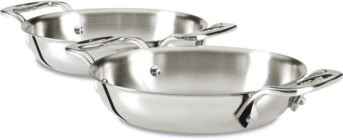 ALLCLAD SPECIALTY STAINLESS STEEL GRATINS 6 INCH POTS AND PANS COOKWARE SILVER