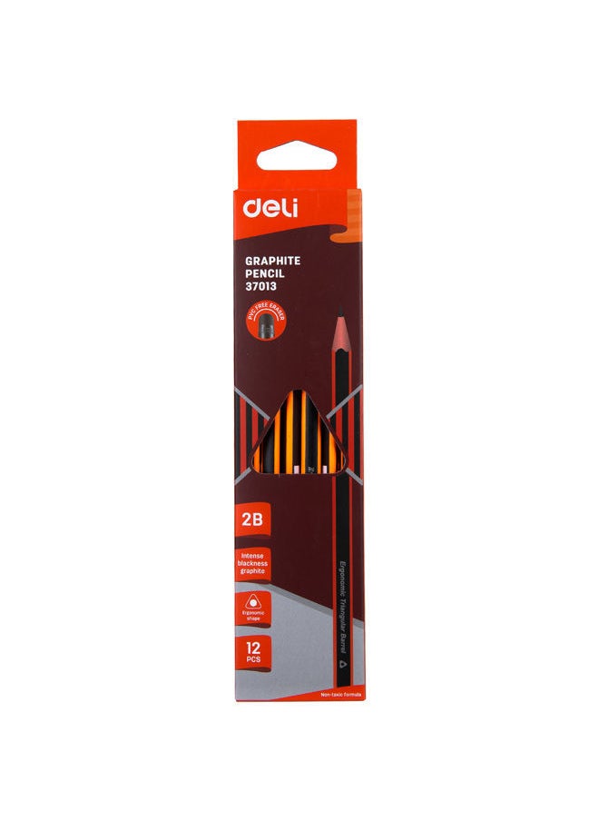 Deli Pack of 12 Graphite Pencil - 2B With Eraser E37013 