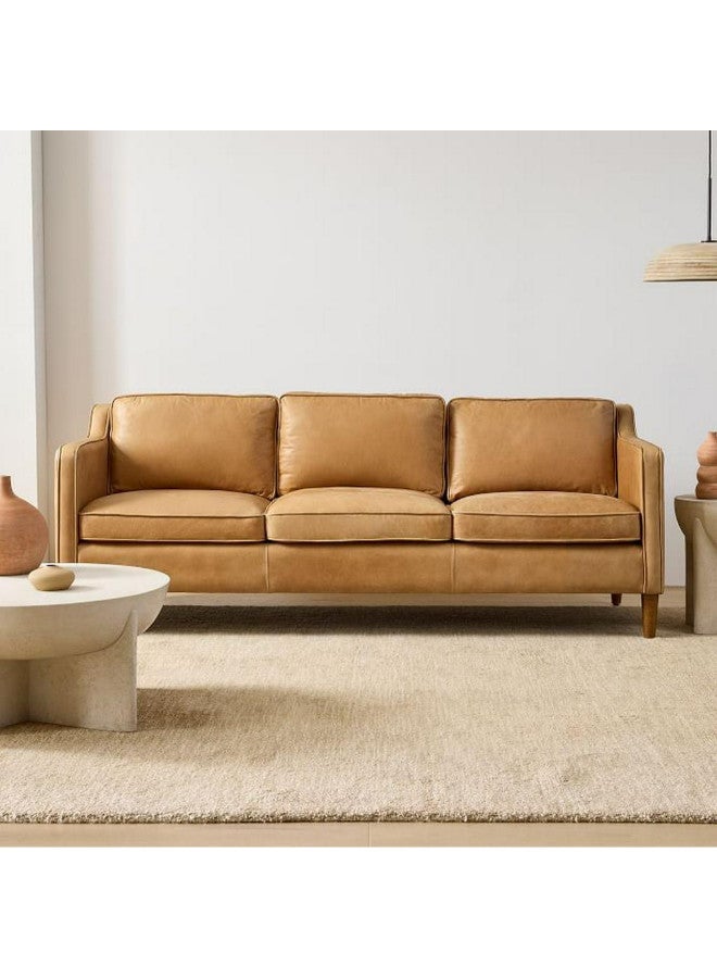 Al Home Classic Brown Leather 3-Seaters Sofa 200x80x80 cm - Image 1