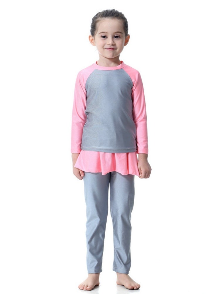 Halamodo Muslim Swimwear Modest Islamic Hijab Swimsuits Burkini for Kid Girls Children,Modest Swimwear Long Sleeve Swimsuit Bathing Suit Beachwear Costume - Image 2
