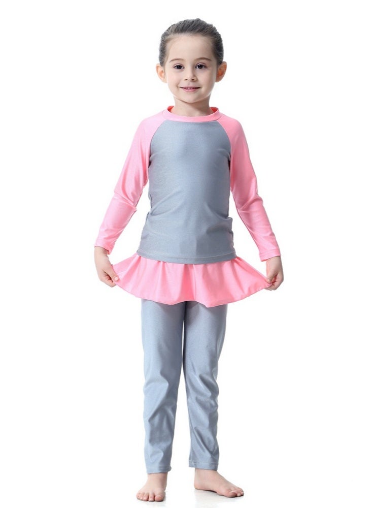 Halamodo Muslim Swimwear Modest Islamic Hijab Swimsuits Burkini for Kid Girls Children,Modest Swimwear Long Sleeve Swimsuit Bathing Suit Beachwear Costume - Image 3