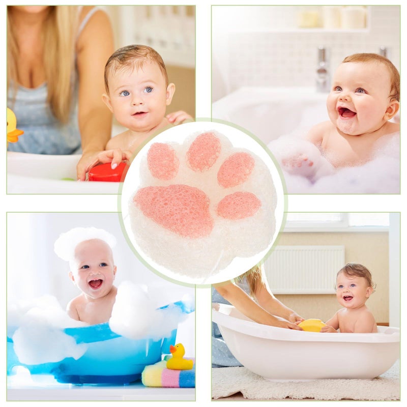 Dual Color Pink White Bath Sponge Set Claw Shaped Soft Body Cleaning for Newborn - Image 5