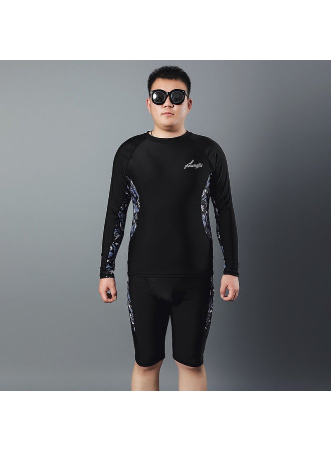 إسكدنيا بدلة سباحة للرجال، بدلة سباحة للتدريب للبالغين، سراويل سباحة كبيرة الحجم، مجموعة من خمس نقاط، بدلة سباحة للشاطئ للرجال - اللون: مموه، كم طويل - - Image 1