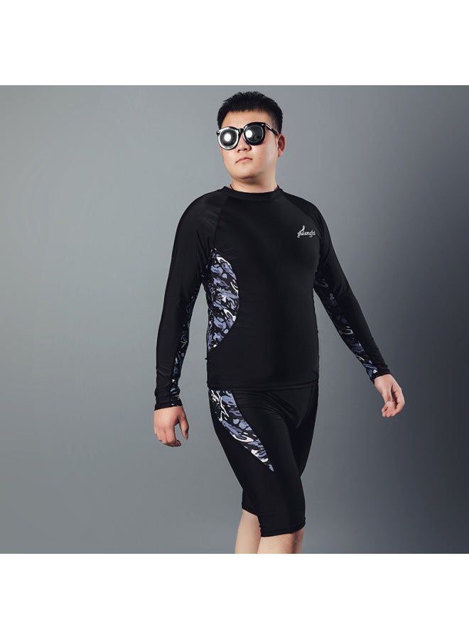 إسكدنيا بدلة سباحة للرجال، بدلة سباحة للتدريب للبالغين، سراويل سباحة كبيرة الحجم، مجموعة من خمس نقاط، بدلة سباحة للشاطئ للرجال - اللون: مموه، كم طويل - - Image 4