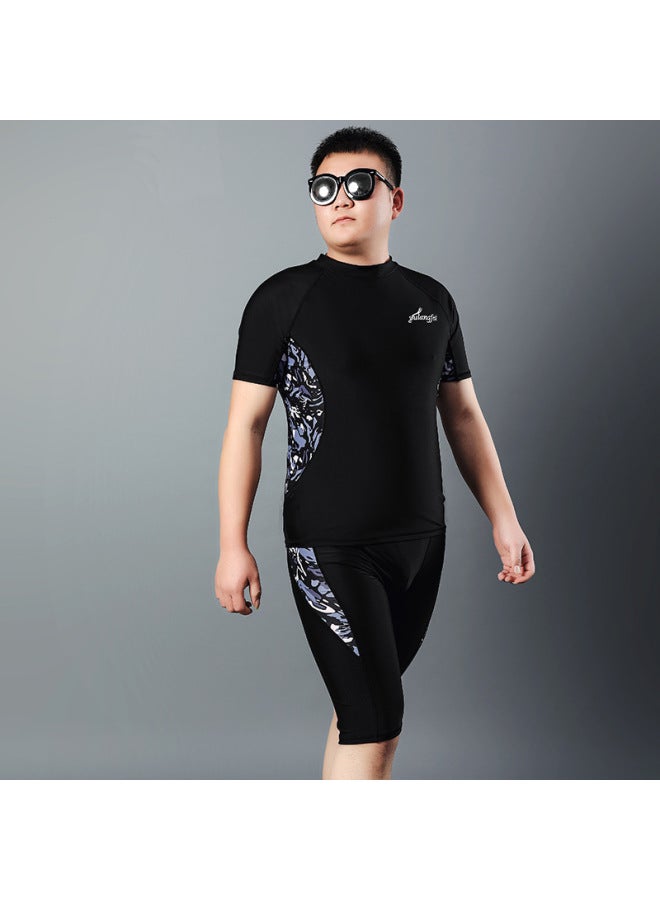 إسكدنيا بدلة سباحة للرجال، بدلة سباحة للتدريب للبالغين، سراويل سباحة كبيرة الحجم، مجموعة من خمس نقاط، بدلة سباحة للشاطئ للرجال - اللون: مموه، كم طويل - - Image 3