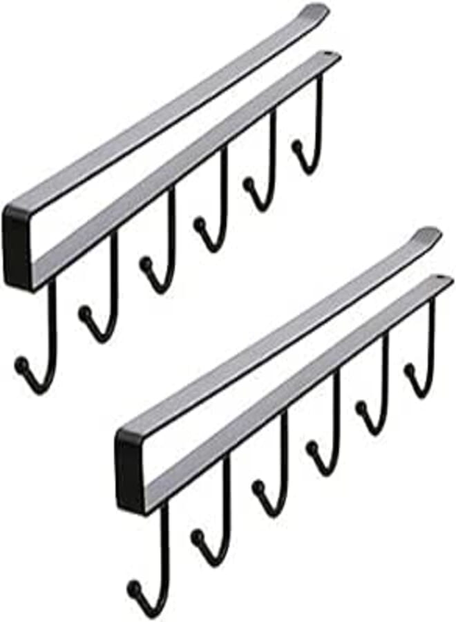 Auch 2pcs Mug Hooks Under Shelf Mug Holder Cups Storage Rack Drilling Free Coffee Cups Holder Kitchen Utensil Holder Key Hooks Ties Belts Scarf Hanging Hooks Rack