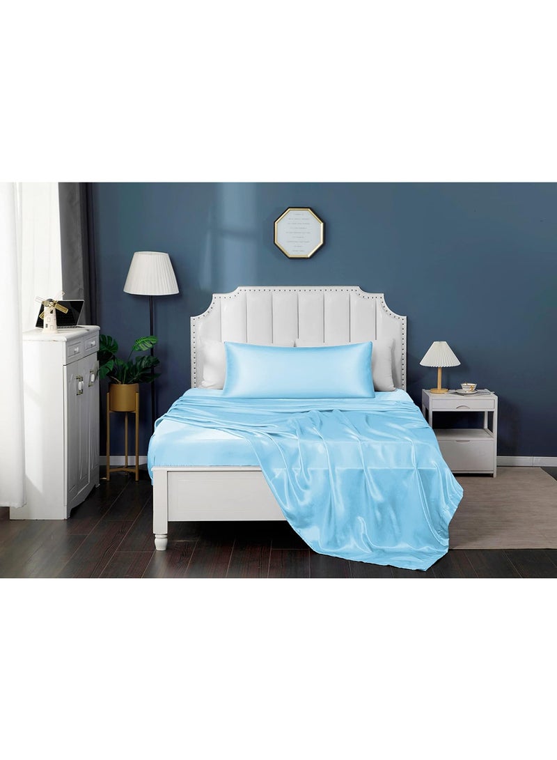 VITION Satin Silk Pillow Case Cover for Hair and Skin, Soft Breathable Smooth Both Sided Silk Pillow Cover Pair (Queen - 50 x 75cm - 2pcs - Sky Blue) - Image 4