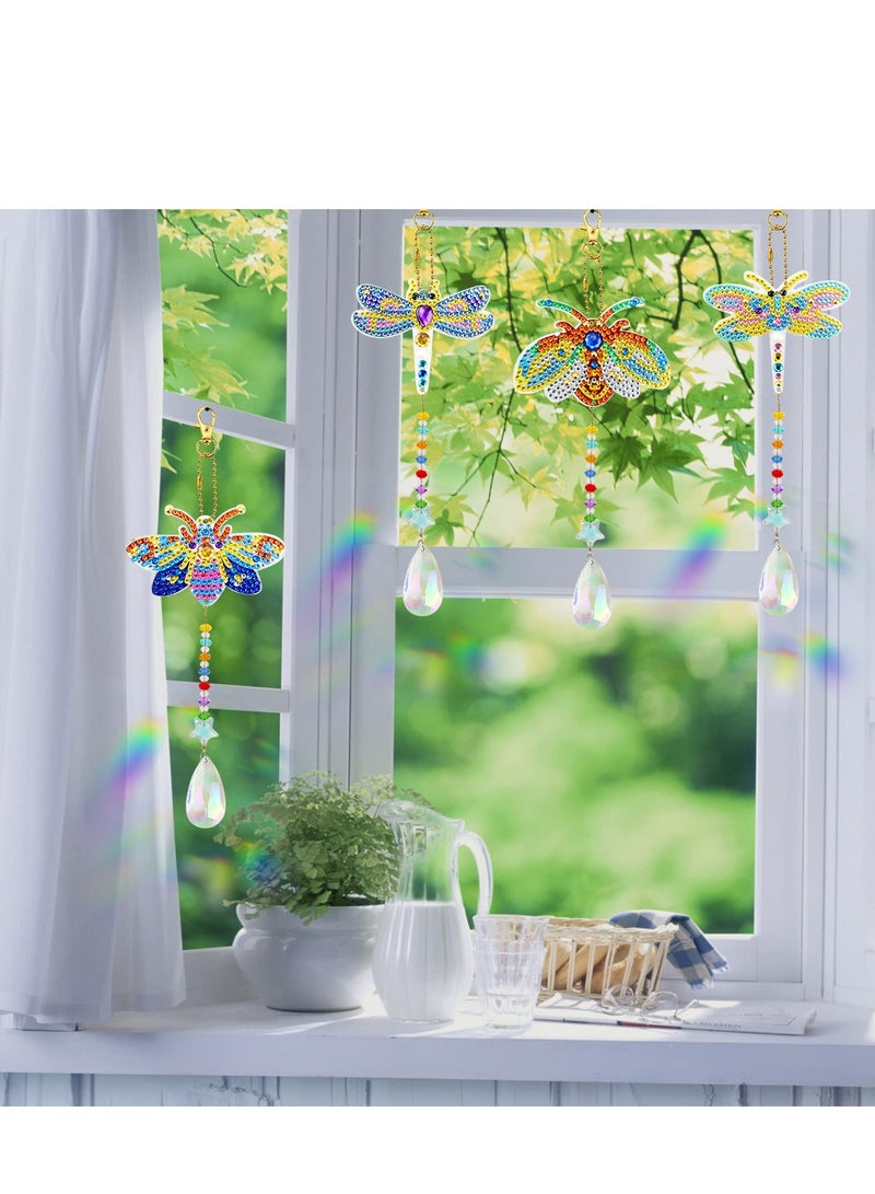 4 Pcs DIY 5D Insect Diamond Painting Keychains - Double-Sided Rhinestone Pendants for Women’s Bags & Accessories - Image 3