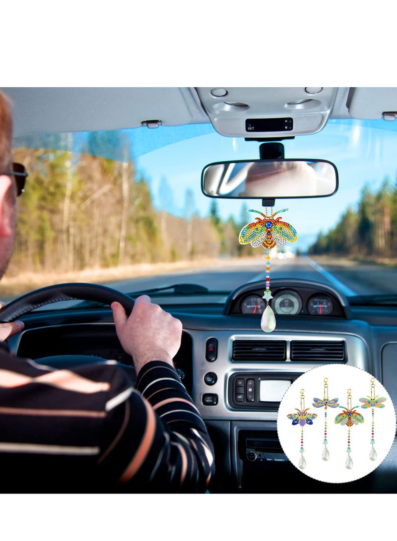 4 Pcs DIY 5D Insect Diamond Painting Keychains - Double-Sided Rhinestone Pendants for Women’s Bags & Accessories - Image 2