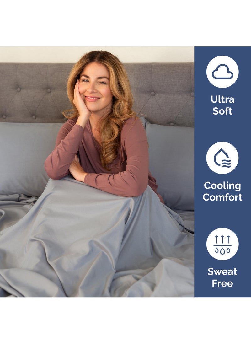 Extra Deep Twin Sheet Set - 4 Piece Breathable & Cooling Sheets - Hotel Luxury Bed Sheets Set - Easy & Secure Fit - Soft  Wrinkle Free & Comfy Sheets Set - Steel Blue Sheet Set with Extra Deep Pockets