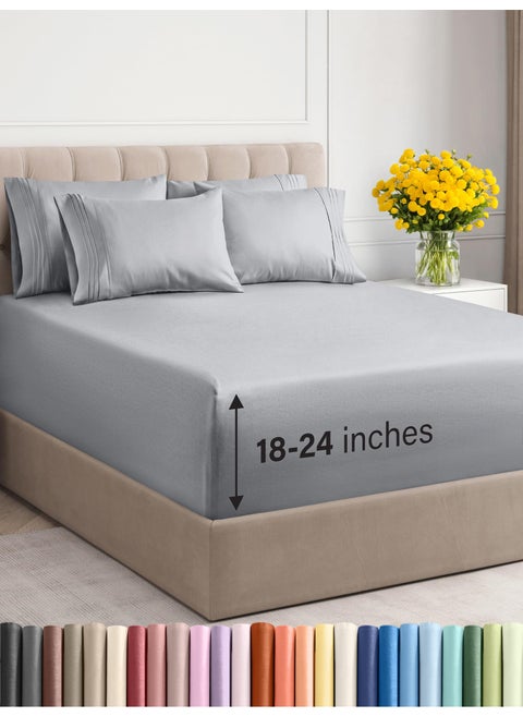 Extra Deep Twin Sheet Set - 4 Piece Breathable & Cooling Sheets - Hotel Luxury Bed Sheets Set - Easy & Secure Fit - Soft  Wrinkle Free & Comfy Sheets Set - Steel Blue Sheet Set with Extra Deep Pockets