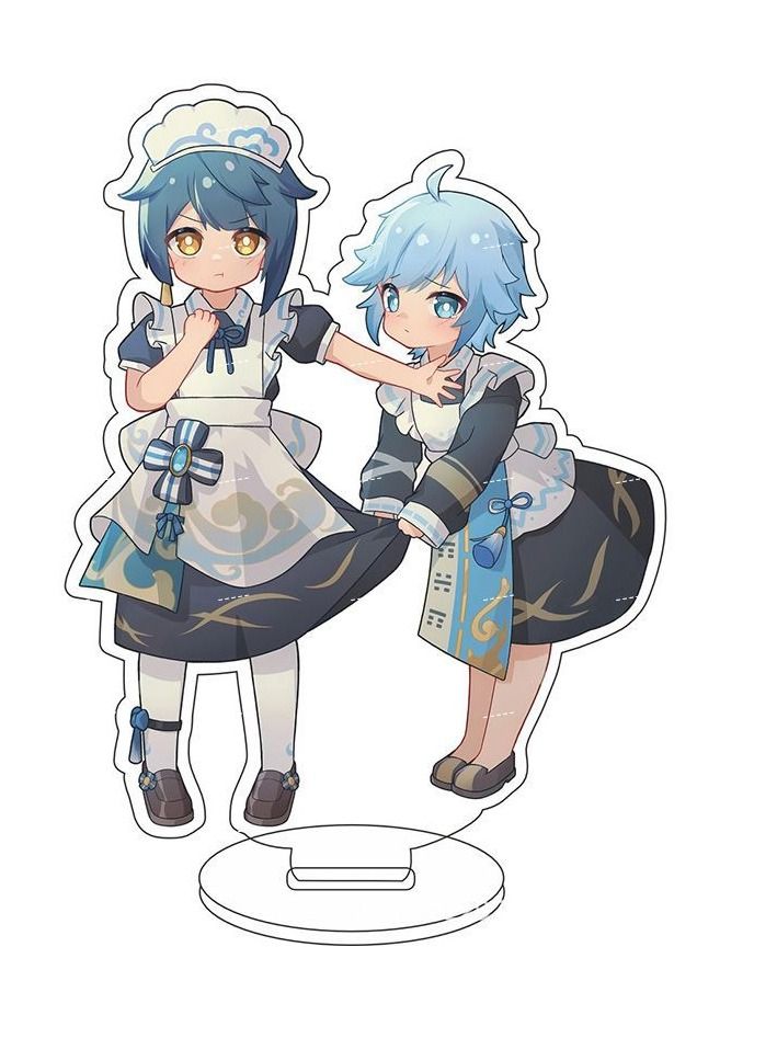 Genshin Impact Stand Figure Acrylic Ornaments Stand Model Collections Peripheral Statue Card Character Proof Series Transparent Figure Model Fans Decoration Collection Desk Decor Toys Cute(6pcs)  - Image 5