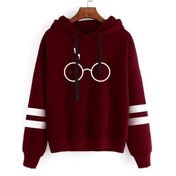 2024 New Eye Print Hoodie Sweatshirt for Women Wine Red  - Image 1