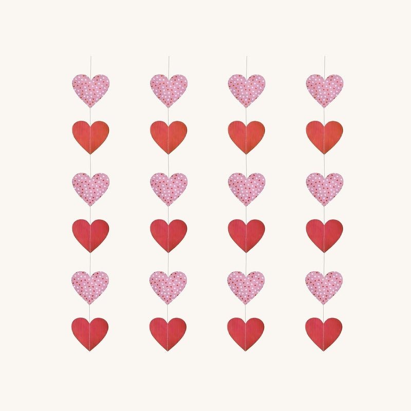 SpecialYou 4pcs Valentine Day Decoration Items with 3D Paper Pink Large Heart String Garland Valentines Day Romantic Hanging Decorations for Happy Valentines Day Wedding Engagement 2