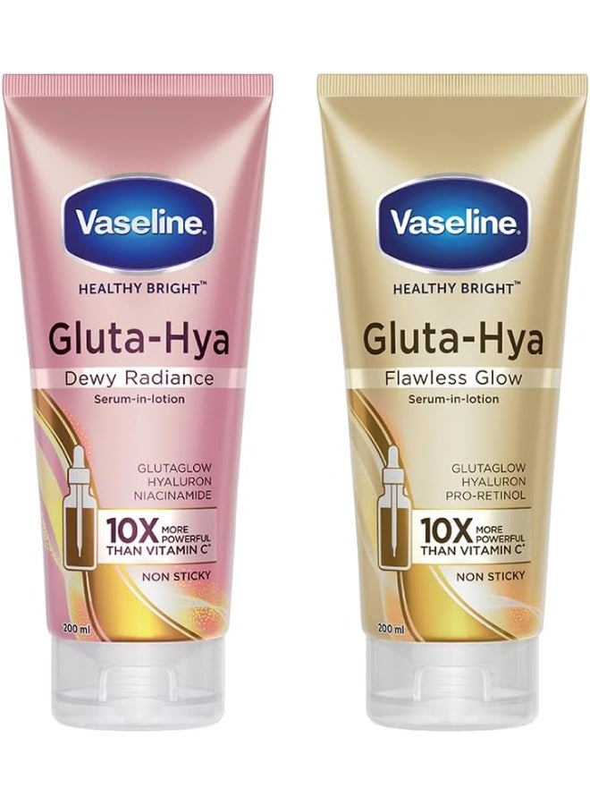 Vaseline Gluta-Hya Flawless Glow, 200Ml + Gluta-Hya Dewy Radiance, 200Ml Lotion - Image 1