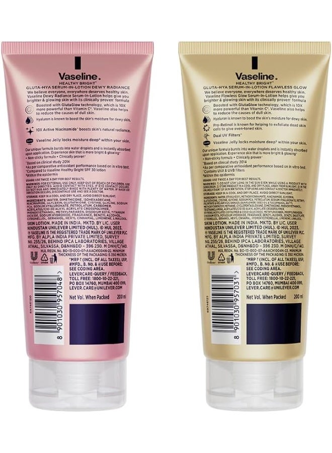 Vaseline Gluta-Hya Flawless Glow, 200Ml + Gluta-Hya Dewy Radiance, 200Ml Lotion - Image 2