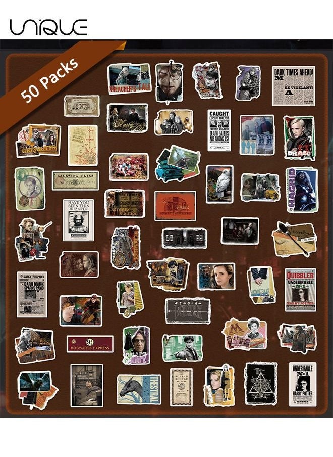 Unique - 50 Pcs Harry Potter Movie Poster Stickers - Waterproof Laptop Sticker Decal Water Bottle Laptop Skateboard Bumper for Kids Teen Girls - Image 1
